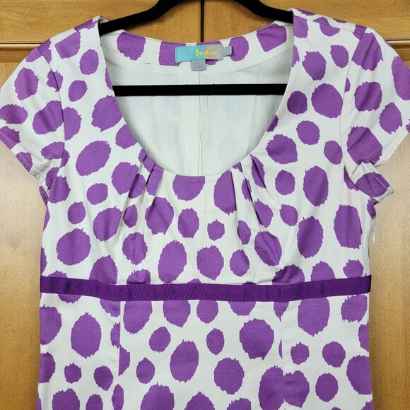 Boden Purple Polka Dot Empire Waist Scoop Neck Dress - 6R - Picture 3 of 12